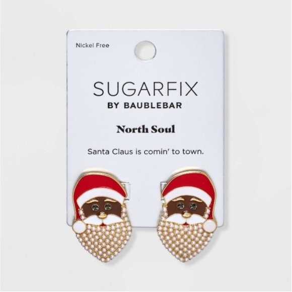 NWT SUGARFIX BaubleBar Santa North Soul Christmas Earrings Holiday Party Pearls - Picture 1 of 6